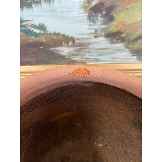 Hand-Painted Terracotta Desert Landscape Pot Marked "Mexico" For Sale - Image 4 of 9