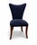 Late 20th Century Sculptural Navy Velvet Side Chair With Curved Wing Back and Cabriole Legs – Elegant Transitional Accent Seating For Sale - Image 4 of 9