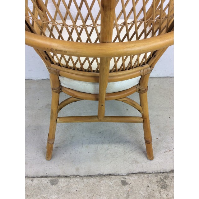 Vintage Rattan Fan Back Accent Chair With Upholstered Seat Chairish