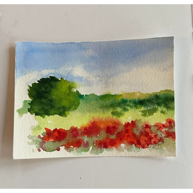 Contemporary Signed Original Watercolor Landscape by Nancy Smith For Sale - Image 3 of 3