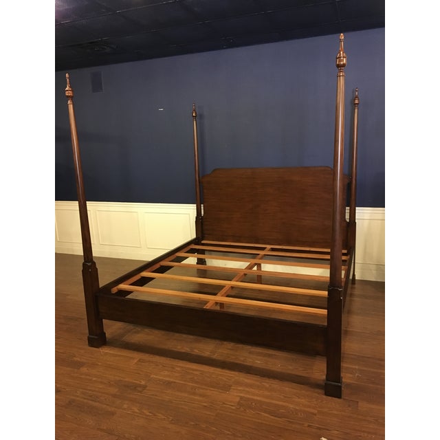 Wood King Size Mahogany Pencil Post Bed by Leighton Hall - Showroom Sample For Sale - Image 7 of 11