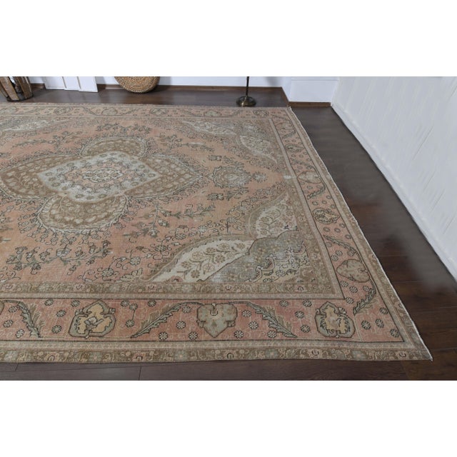 Textile 1970s Vintage Persian Handmade Wool Cotton Orange Area Rug For Sale - Image 7 of 11