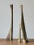 Pair of Mid-Century Modern solid brass candlesticks, Scandinavian. The candleholders feature a sculptural, organic shape,...