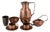 Vintage Copper Serveware Set in Hammered Finish from Eugen Zint, 1960s, Set of 8 For Sale
