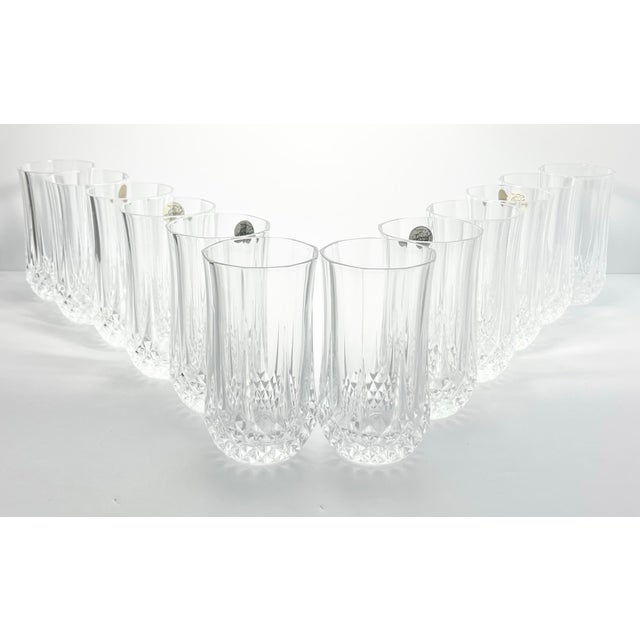Contemporary Cristal D’Arques Longchamp Set of 12 Crystal Highball Tumbler Glasses For Sale - Image 3 of 7