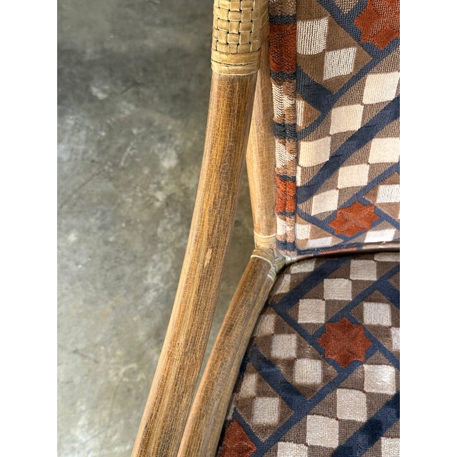 1970s Elinor McGuire for McGuire Target Back Bamboo, Cane, and Leather Armchairs- Set of 4 For Sale - Image 10 of 12