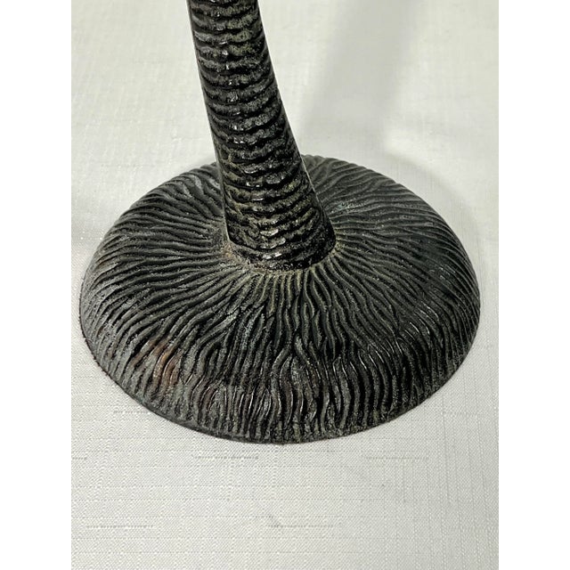 Welcome to Turtle and Crane! Introducing this Vintage Patinated Brass Palm Beach Coastal Palm Tree Candlestick Holder is a...