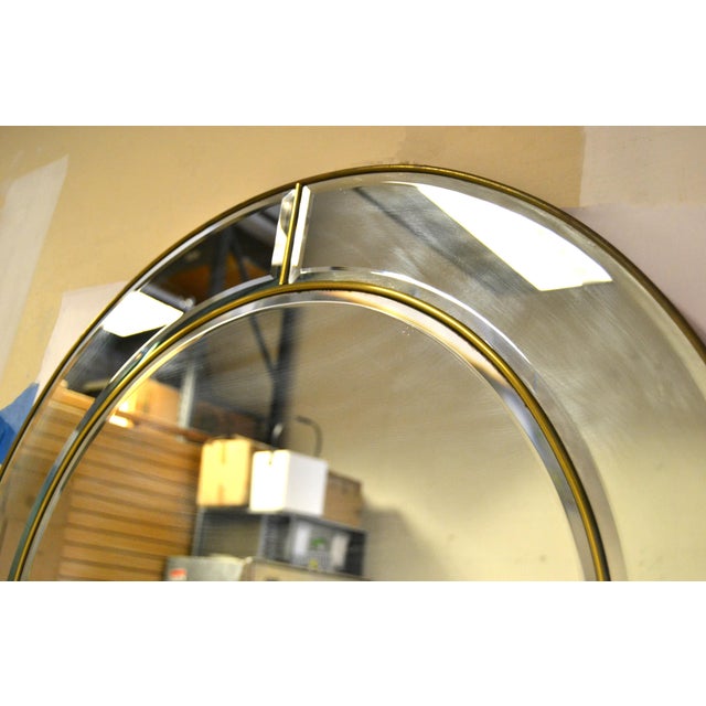 1970s Venetian Arch Shaped Beveled Glass Brass Wall Mirror Hollywood Regency For Sale - Image 10 of 14