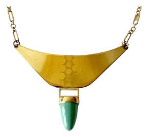 1970s Artisan Sterling Silver Vermeil Aventurine SNAG Studio Necklace