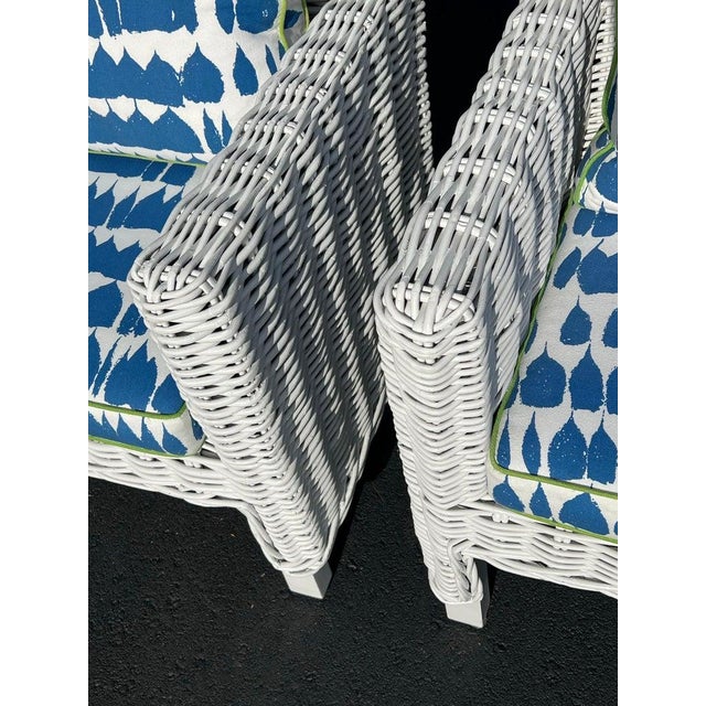 Pair of White Wicker Club Chairs For Sale - Image 18 of 18