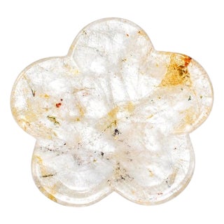 Clear Rock Crystal Peach Blossom Japanese Artisan Hand Crafted For Sale