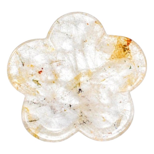 Clear Rock Crystal Peach Blossom Japanese Artisan Hand Crafted For Sale