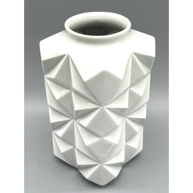 Mid-Century White Porcelain Diamond Vase from Schumann, 1950s For Sale - Image 9 of 12