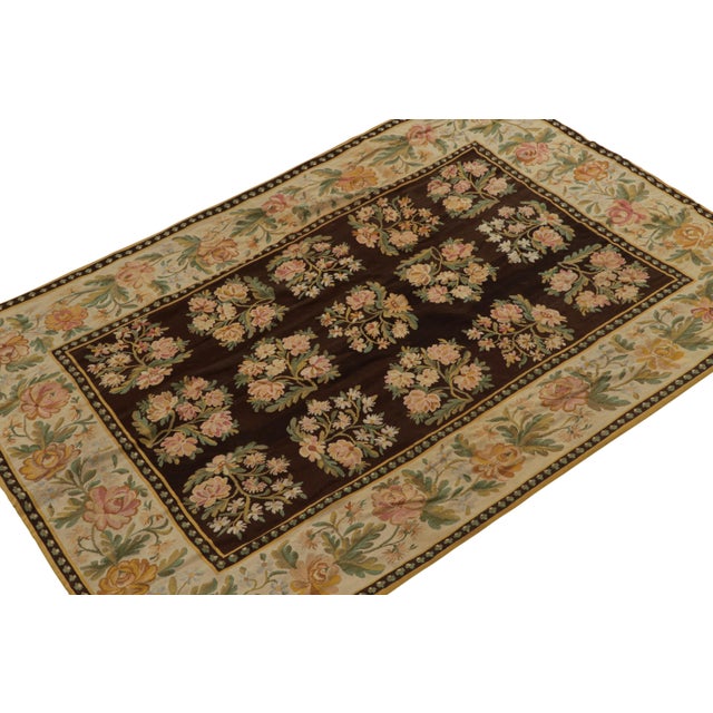 Handwoven in wool, this rare 5x8 antique Bessarabian kilim rug is believed to originate from Romania circa 1850-1860. Its...