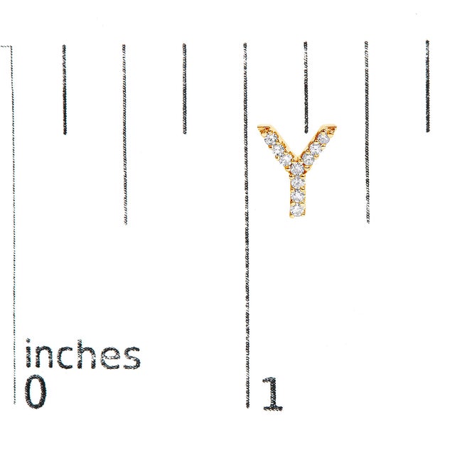 Early 21st Century 10K Yellow Gold 1/10 Cttw Diamond 'Y' Initial Stud Earring For Sale - Image 5 of 5