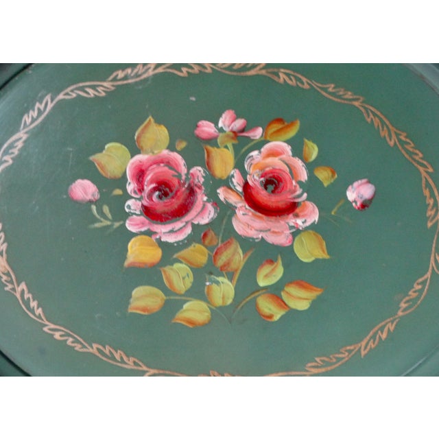 Mid 20th Century Hand Painted Toleware Serving Tray For Sale - Image 5 of 7