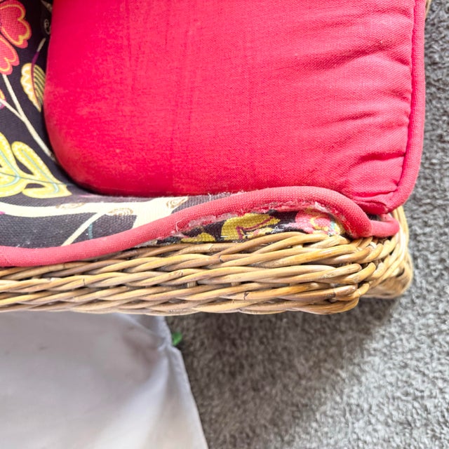 Brown Vintage Boho Chic Wicker Lounge Chairs - A Pair For Sale - Image 8 of 9