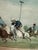 Wood Cal-Mode Fine Furniture Gallop on the Boards Polo Scene, Framed For Sale - Image 7 of 11