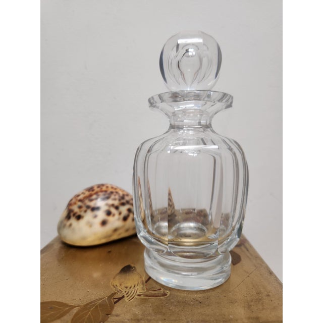 1940s Flat Cut Clear Crystal Malmaison Perfume Bottles with Stoppers from Baccarat, 1940s, Set of 3 For Sale - Image 5 of 11