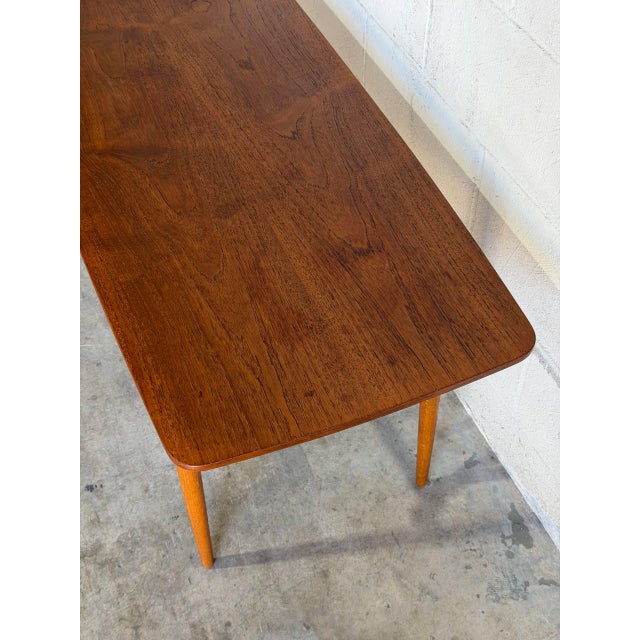 Teak Coffee Table With Slatted Lower Shelf and Tapered Legs Denmark 1960s For Sale In Los Angeles - Image 6 of 9