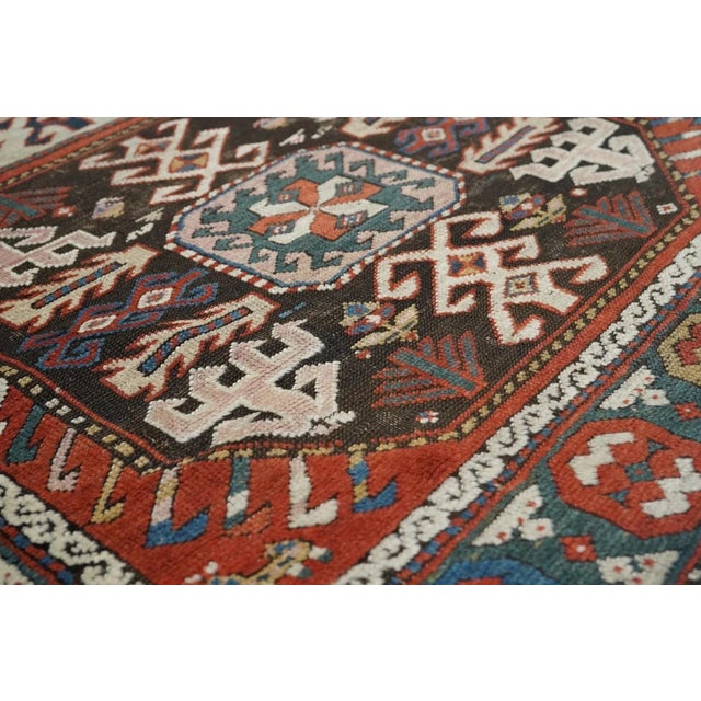 19th Century Antique Kazak Rug 4' x 9'5'' For Sale - Image 5 of 9