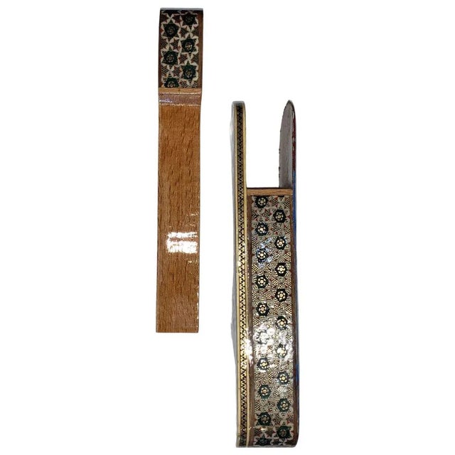 1950s Vintage Handmade Persian Khatam Sliding Pen Case For Sale - Image 5 of 8