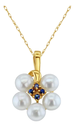Freshwater Pearl Grape Cluster Necklace with Sapphire Center 16"