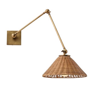 Wicker & Brass Sconce For Sale