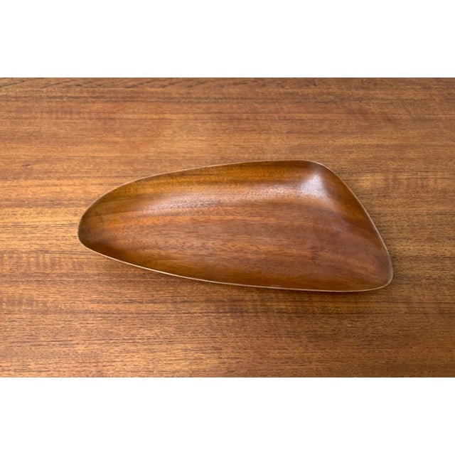 Wood Minimalist Asymmetric Teak Bowl, 1960s For Sale - Image 7 of 14