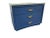 Vintage Bow-Front Navy Blue Bathroom Vanity With Stone Top & Brass Hardware For Sale - Image 4 of 5