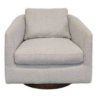 West Elm Imogene Lounge Swivel Chair in Textured Beige Fabric For Sale