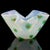 Beautiful vintage Murano hand blown white opal, with green and aventurine murrines Italian art glass scissor cut rim bowl....
