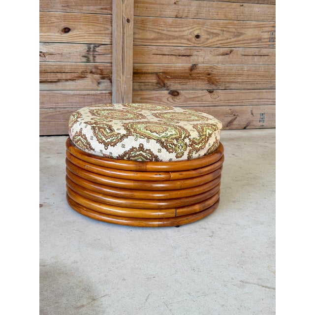 Vintage Stacked Rattan Ottoman in the Manner of Paul Frankl For Sale - Image 10 of 11