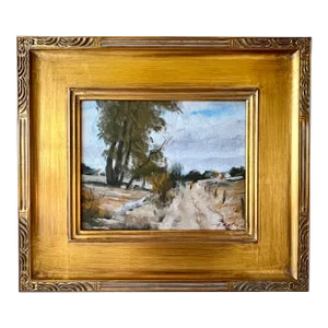 American Impressionist Oil Painting Figures in a Landscape New England by Harry Barton