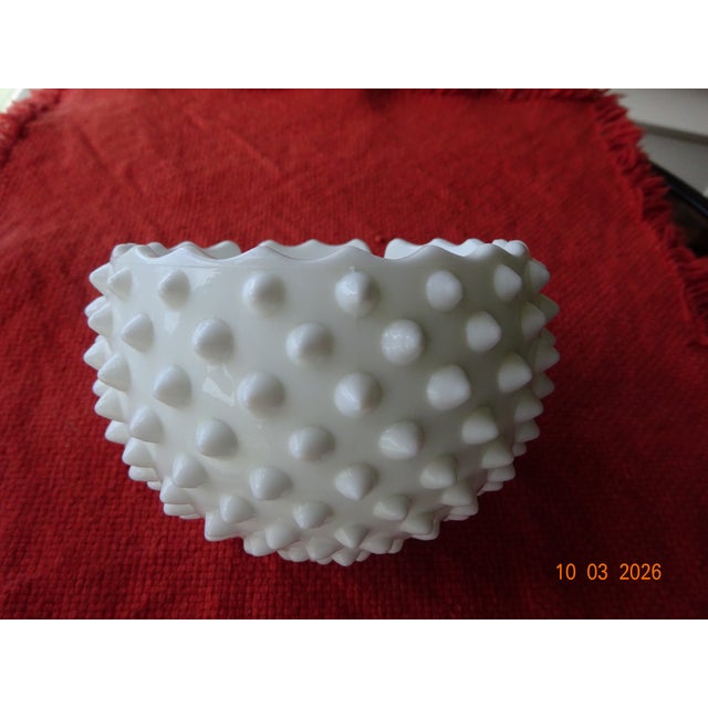 White Hobnail Milk Glass ashtray or small candle holder. Used as a decorative object, only, in a non-smoking household....