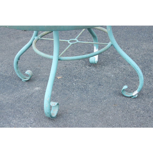 Russell Woodard Woodard Round Glass Top Outdoor Patio Dining Table For Sale - Image 4 of 12