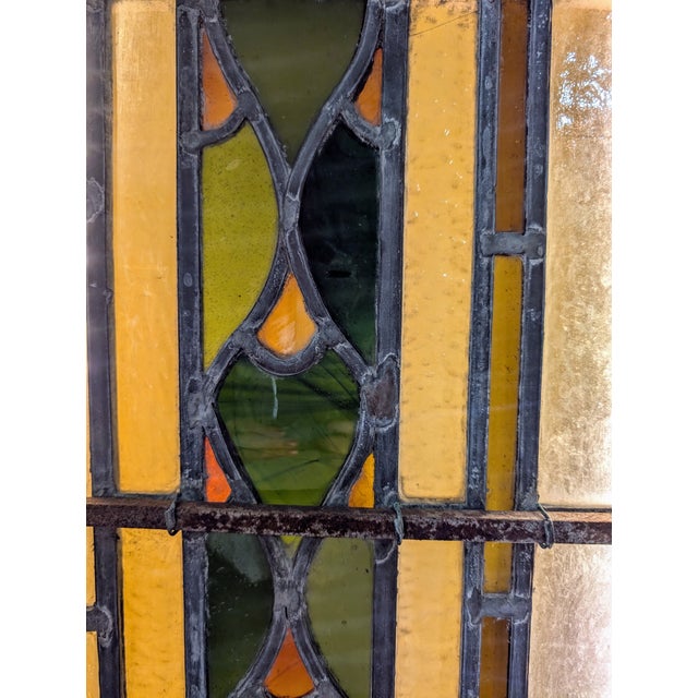 Yellow Antique Victorian Stained Glass Window Large For Sale - Image 8 of 12