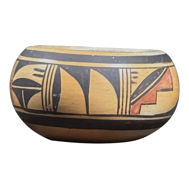 Vintage Hopi Nellie Nampeyo Polychrome Clay Bowl, Signed For Sale