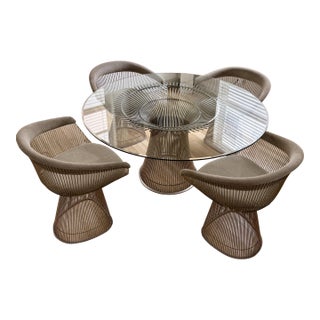 Late 20th Century Knoll Set / Platner Wired Table + 4 Chairs For Sale