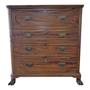 Antique English Regency Camphorwood Campaign Secretaire Chest
