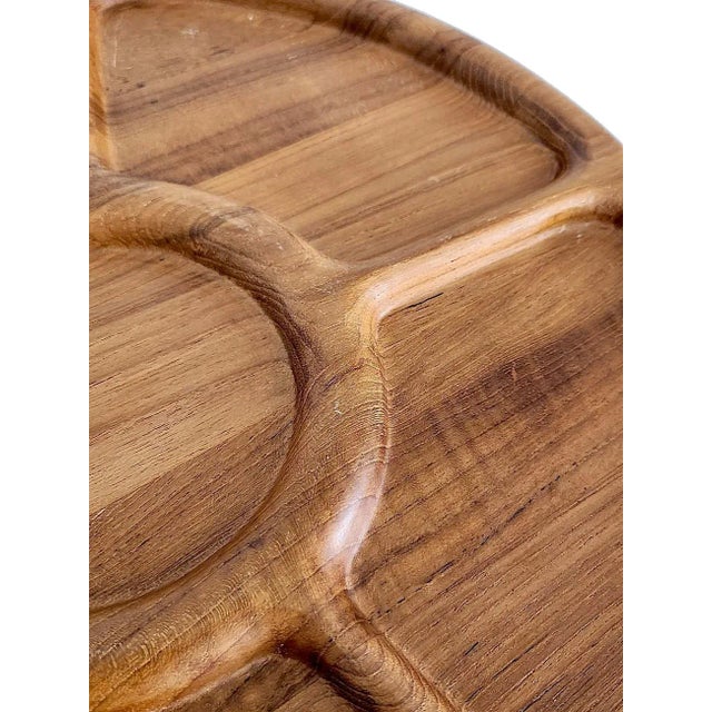1970s 1970s Teak Wood Partitioned Lazy Susan Made for Neiman Marcus For Sale - Image 5 of 11