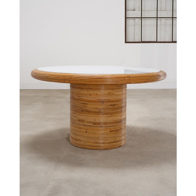 McGuire Organic Modern Rattan Pencil Reed Round Dining Table For Sale - Image 18 of 18