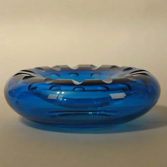 Mid-Century Scandinavian Blue Glass Bowl For Sale - Image 7 of 9