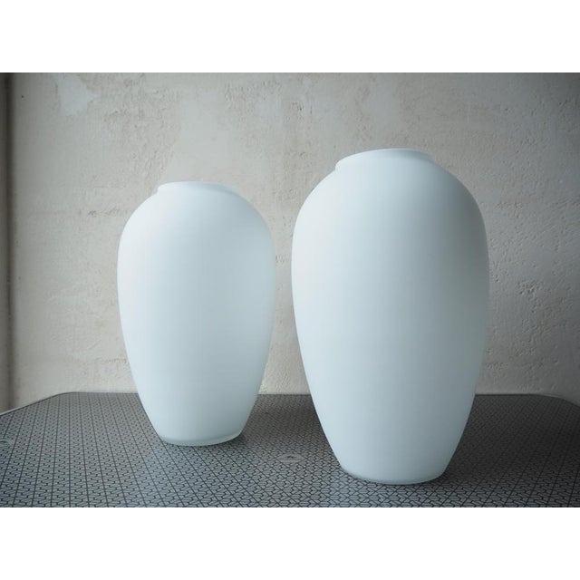 Glass Mid-Century Opaline Glass Vase, Bohemia, 1960s, Set of 2 For Sale - Image 7 of 10