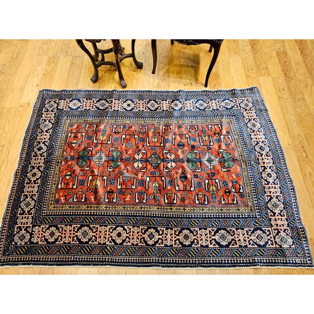 1900 - 1909 Antique Caucasian Shirvan Area Rug, Handwoven Wool, Prayer Pattern, 1890s, 4' x 5' For Sale - Image 5 of 16