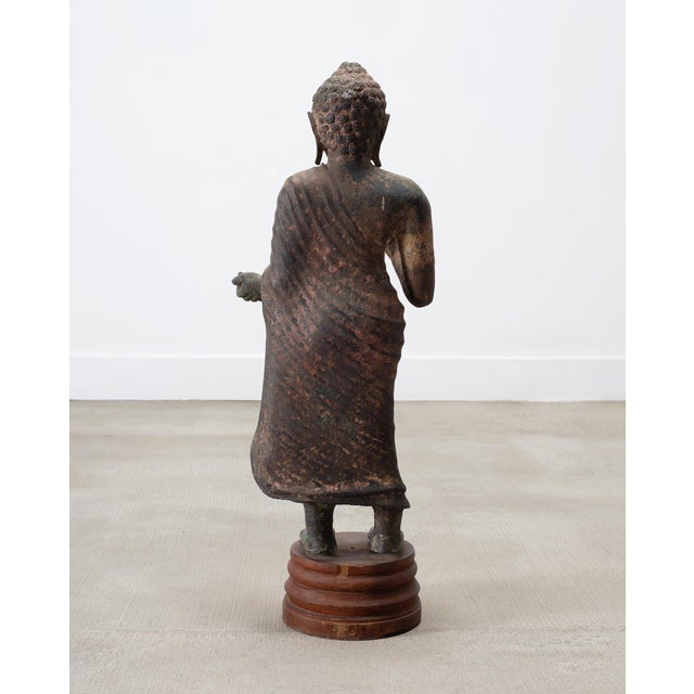 South Asian Cast Iron Buddha Figure Abhaya Mudra Pose 3 Ft For Sale - Image 18 of 18