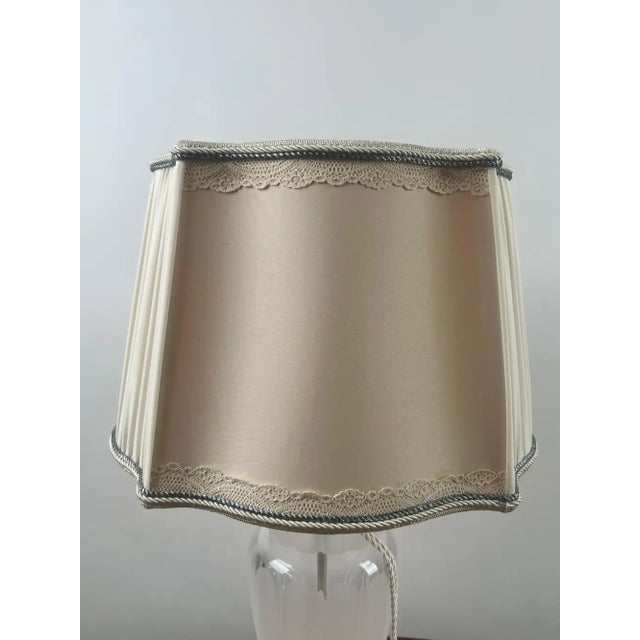 Vintage Neoclassical Style Frosted Glass Urn Table Lamps, Silver Base, a Pair For Sale - Image 9 of 13
