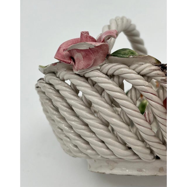 Vintage Italian Capodimonte Woven Rose Basket For Sale - Image 12 of 12