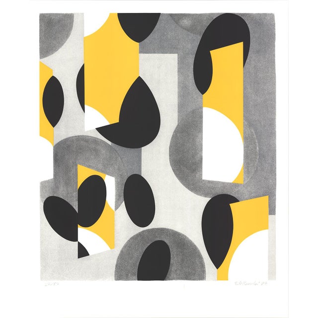 1987 Bill Komoski 'Community Holiday Festival' Abstract Yellow,Gray,White,Black Usa Serigraph For Sale - Image 4 of 4