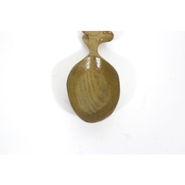Early 20th Century Hand Carved Wood Spoon Folk Art Treen Welsh Love Spoon Oak Leaves and Acorn For Sale - Image 5 of 9